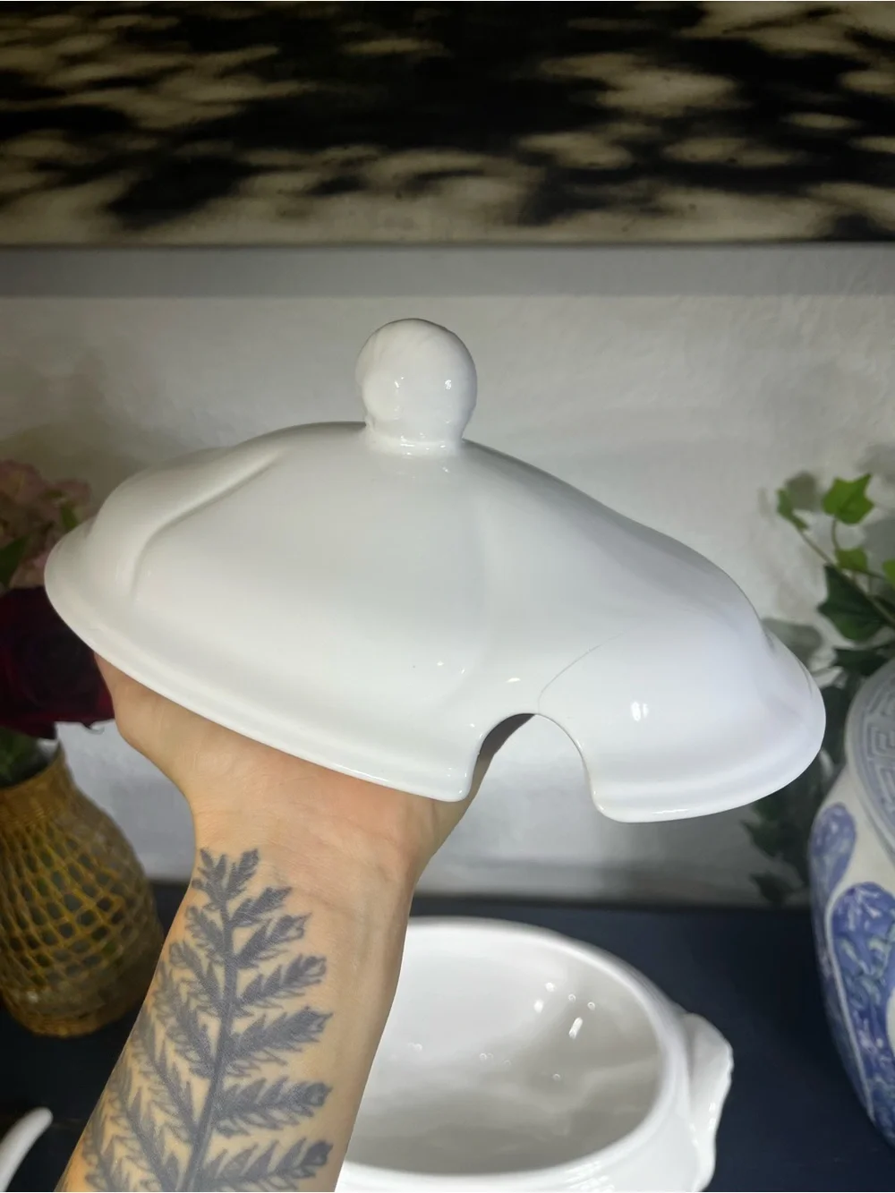 Classic White Porcelain Covered Soup Tureen with Ladle Loucartes, Portugal